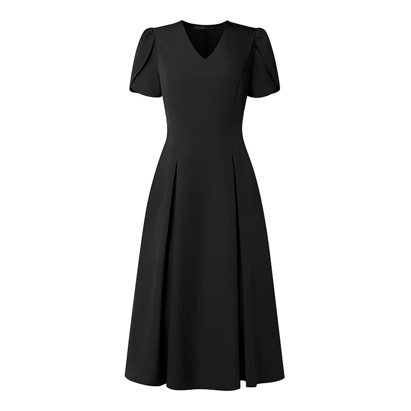 Elegant V Neck Petal Sleeve Sundress ZANZEA Women Summer Dress Stylish Solid A Line Pleated Holiday Dresses Casual OL Work Robe
