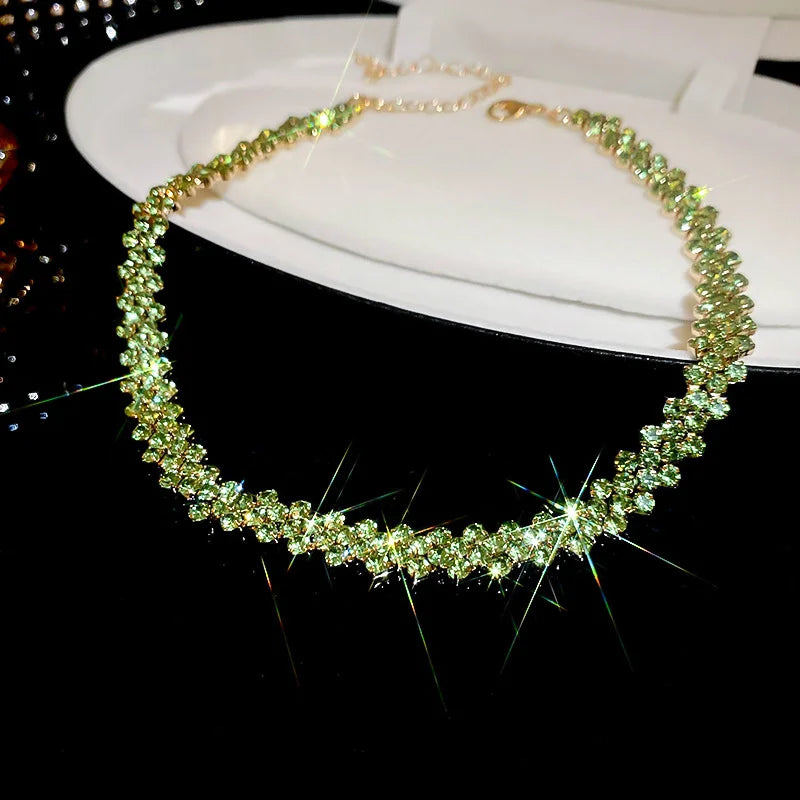Luxury Shiny Full Rhinestone Choker Necklace For Women'S Personalized Geometric Crystal Necklaces Wedding Jewelry Gifts