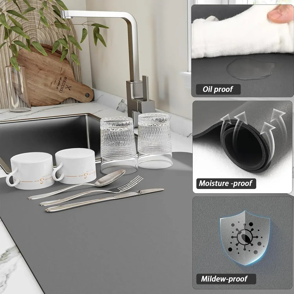 Accesorios de Cocina Alfombrilla Absorbente para Secar Platos de Cocina Alfombrilla de Drenaje para Cafetera Vajilla Alfombrilla de Drenaje de Cocina Posavasos