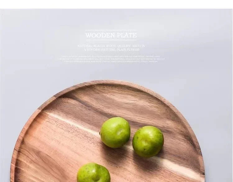 2026 New 15/20/25cm DIY Thinking Wooden Plate Round Tea Wooden Dining Plate Snack Bread Dried Fruit Plate