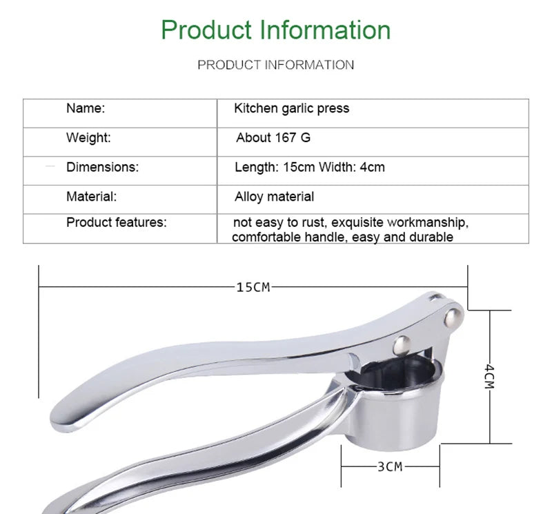 Garlic Press Crusher Mincer Detachable Kitchen Garlic Smasher Squeezer Labor Saving Manual Press Multi Grind Tool Kitchen Gadget