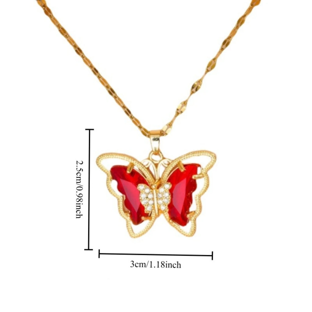 Necklace - Colorful Butterfly Micro-set Zirconia Collar Chain Fashion Pendant Necklace