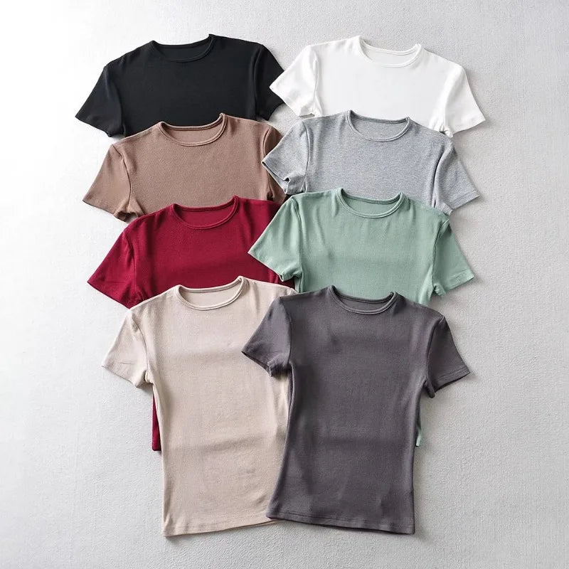 Women's Slim Fit Crop T-Shirt | Short Sleeve Summer Tee
