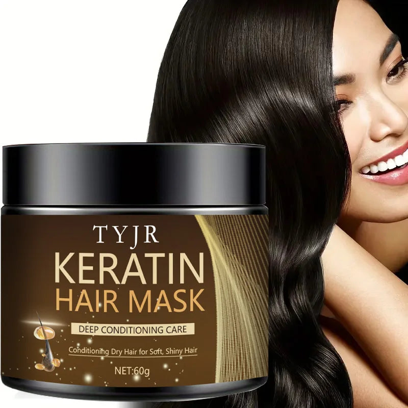 Keratine Magic Hair Mask Protein Straightening Repair Cream for Dry, Frizzy, Damaged Hair Professional Smoothing, Shining, and Deeply Moisturizing Care 60G/30G