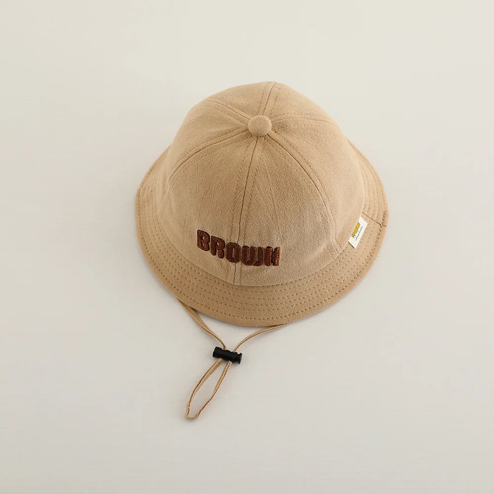 New Embroidered Letter Baby Bucket Hats Spring Sunhat Fishing Hat Sunshade Visor Boy Girl Outdoor Fashion Beach Cap For 6-24M