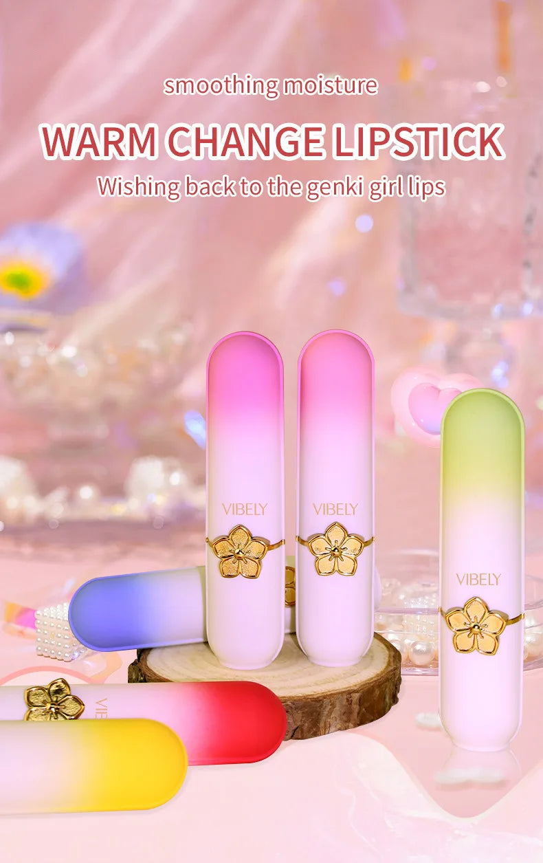 VIBELY Color Changing Lip Balm Moisturizing pH Lipstick Fruit Flavor Reduce Lip Lines Anti Cracking Hydrating Lip Care