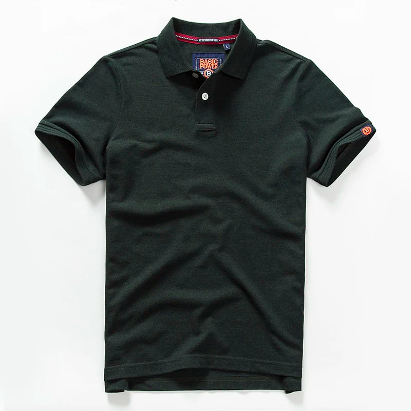 Summer New American Retro Knitted Solid Color Pearl Cotton Polo Shirts Men'S Fashion Washed Short Sleeve Lapel Casual T-Shirt
