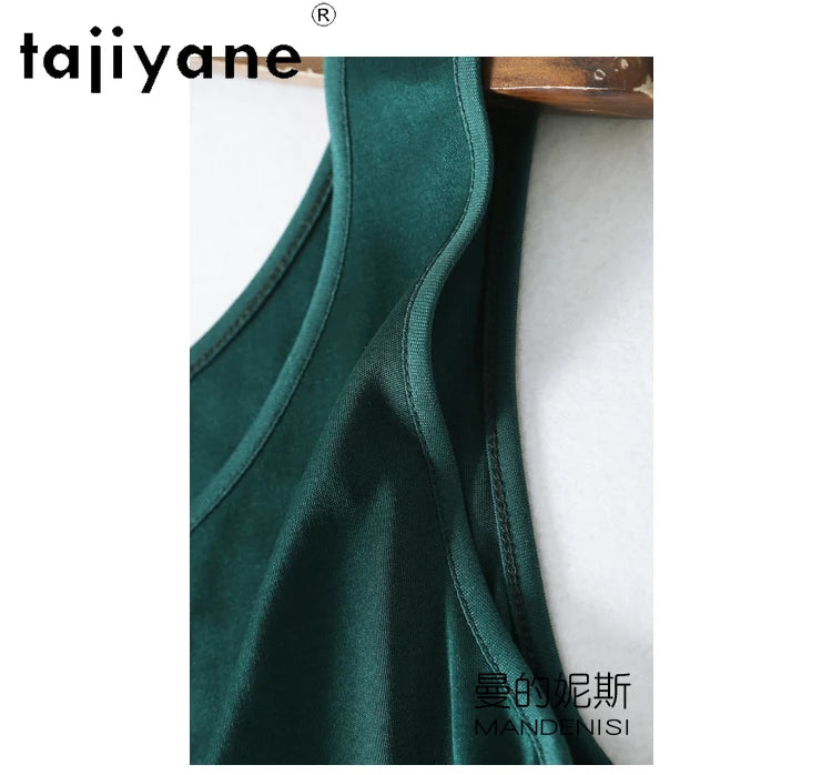 TAJIYANE 70% Mulberry Silk Tank Tops for Woman Elegant Sleeveless Summer Tops 2025 Solid Color Silk Vest Ladies Clothes кроп топ