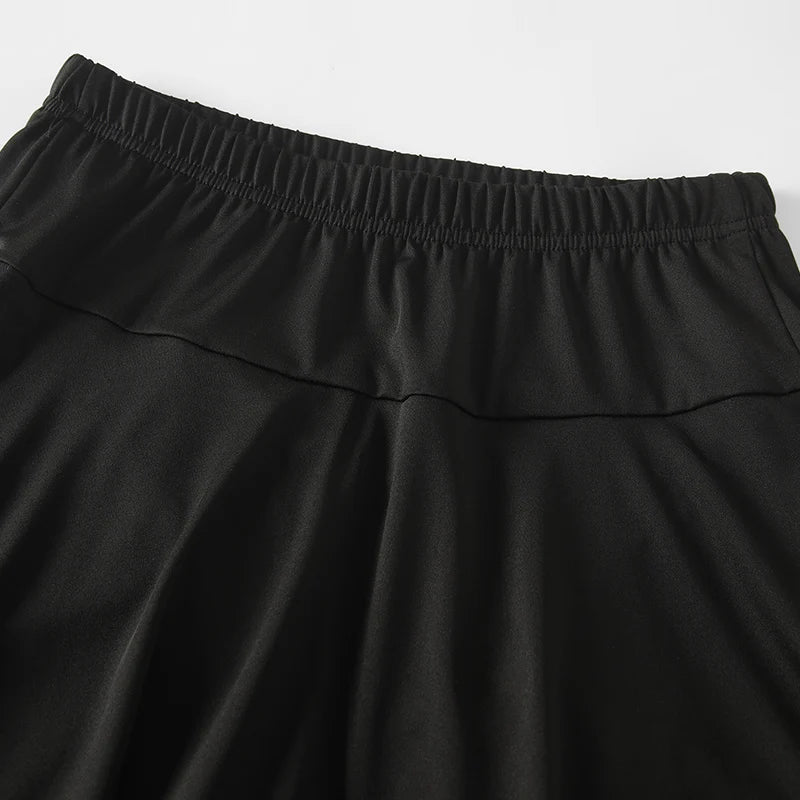 Ladies' summer solid color fashionable dress with pants, casual sports bottom skirt, pleated skirt running leggings casual pants