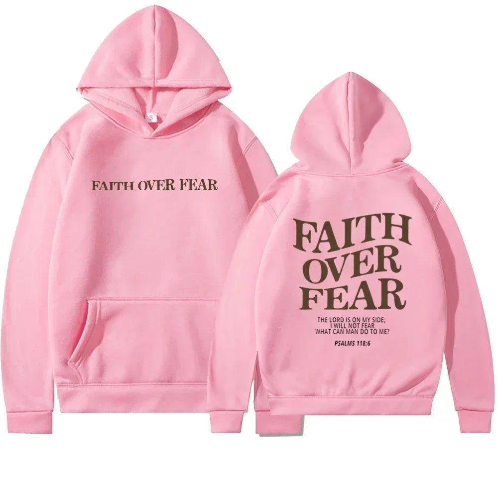 Faith Overcomes Fear Christian Hoodie - Fleece Pullover Sweatshirt