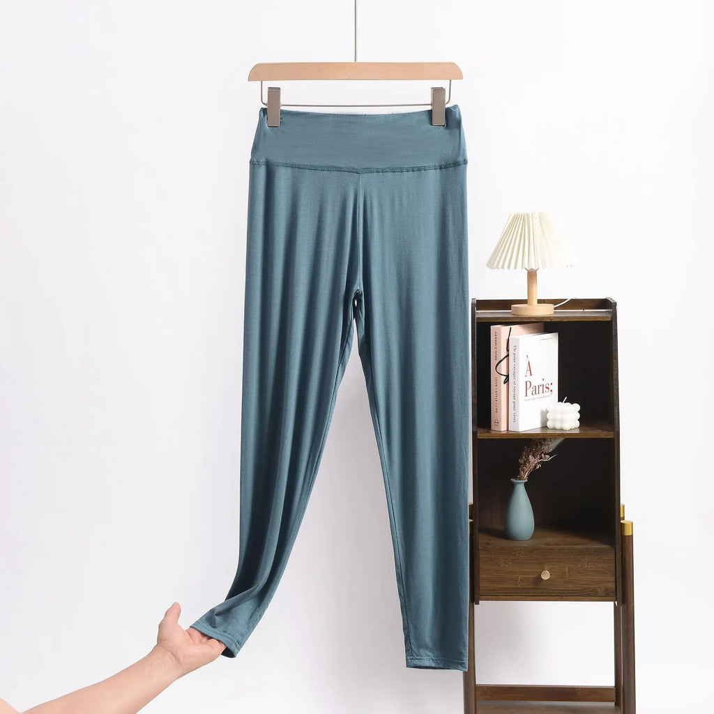 Plus Size Summer Modal Leggings High-Waisted Tummy control Shaping Capris Stretchy Wide-Band Ankle-Length Yoga Sports Pants