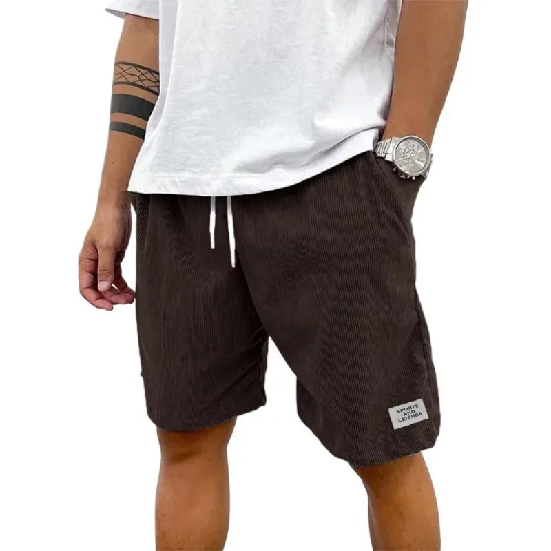 ANIMAL GAME Men's Corduroy Shorts - Solid Casual Elastic Waist