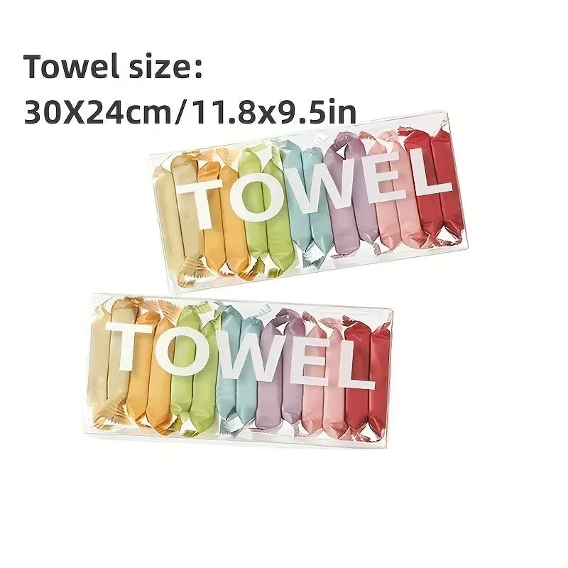 14Pcs Disposable Portable Travel Towels Thickened Compressed Face Cleansing Beauty Square Washcloths For On-The-Go Hygiene