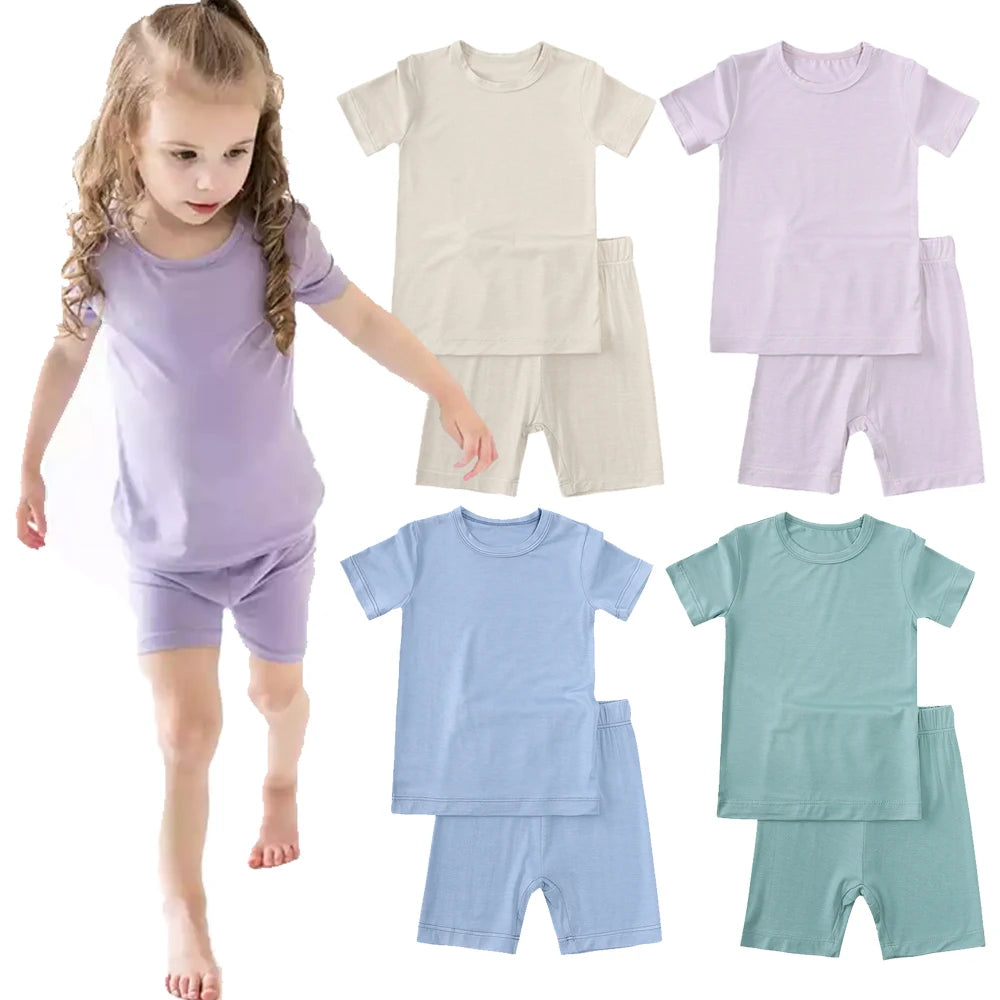 Kids Tales Bamboo Fiber Toddler Summer Outfit - Unisex Sleepwear Set