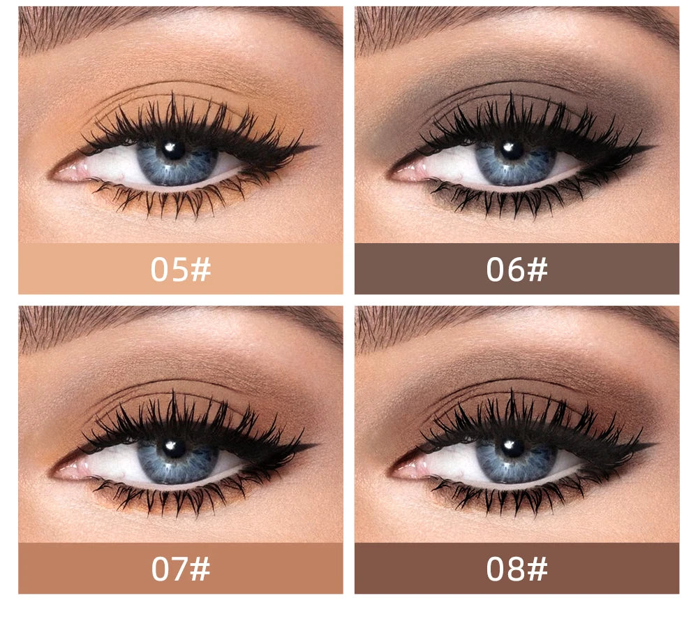QIBEST 8 Color Matte Liquid Eyeshadow Set Long Lasting Waterproof Eye Shadows Quick-drying Nude White Eyeshadow Makeup Cosmetics
