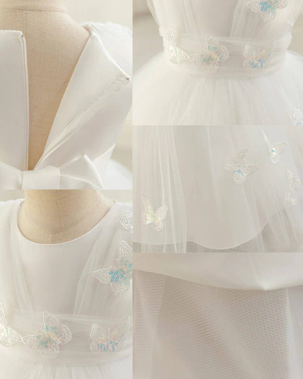 HETISO Butterfly Toddler Baby Dresses Infant Princess Summer Tulle Embroidery Birthday Party Dresses for Kids Girl Gown