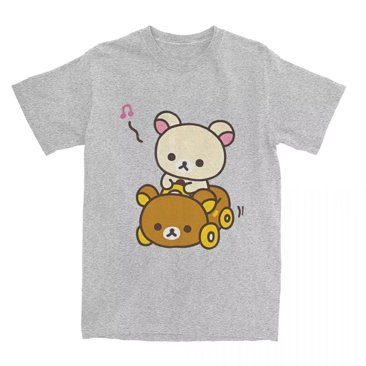 Rilakkuma Car Drive Graphic T-Shirt - Cotton O-Neck Short Sleeve