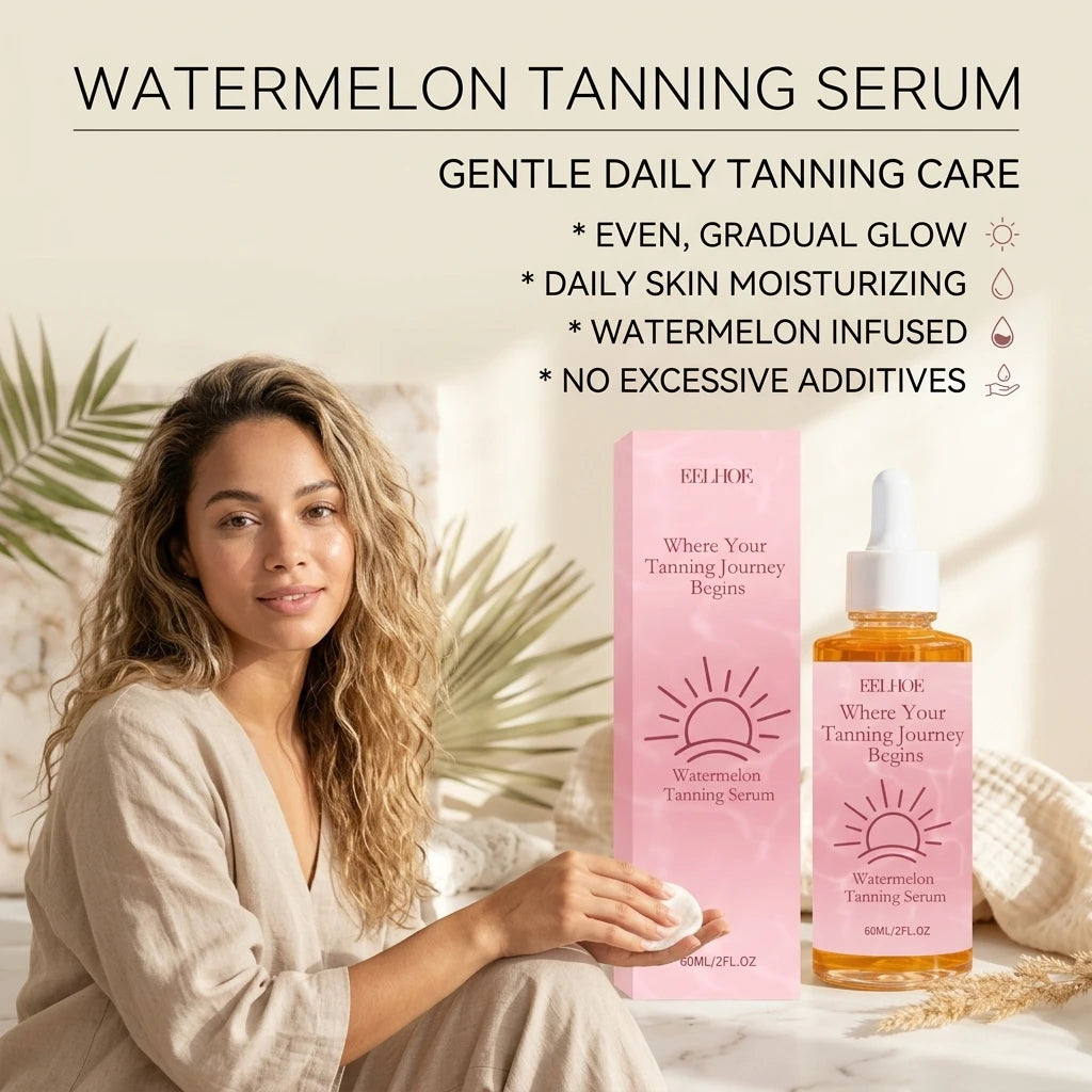 Watermelon Tanning Serum Moisturizing Evens Bronzed Glow Skin Tone Improve Skin Texture Natural Sun-Kissed Body Tanning Essence