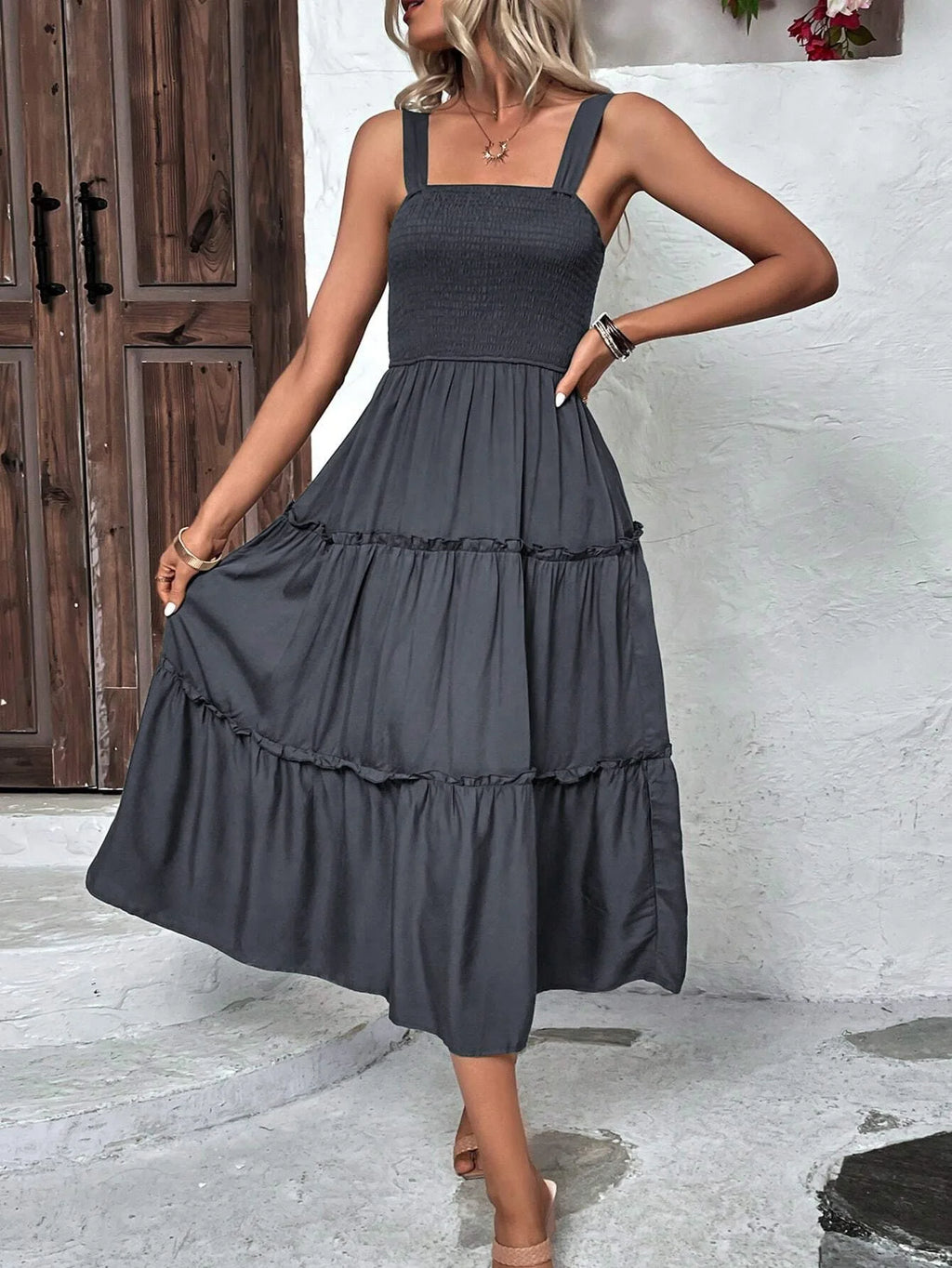Summer Sexy Bodycon Tube Strap Dress for Party Beachwear Women's Ruched Bust Ruffle Hem Sleeveless Slip Dress