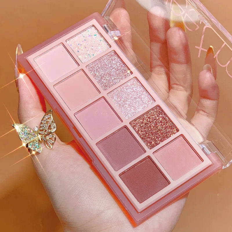 10 Color Eyeshadow Palette Matte Pearl Fine Shining Pumpkin Tea Milk Earth Color Eye Shadow Tray Makeup Pigment Korean Cosmetics