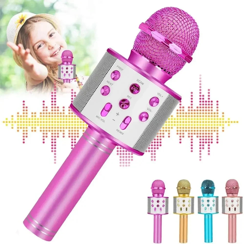 Kids Microphone for Singing, Wireless Bluetooth Karaoke Microphone for Adults, Toys for Girls Boys Gift for Birthday Party