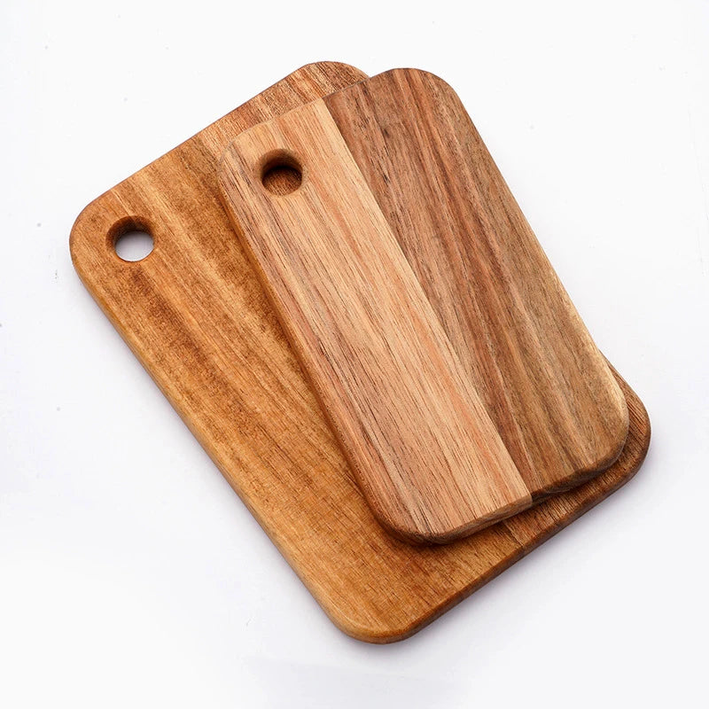 Acacia Wood Cutting Board with Hanging Hole, Portable Lightweight Chopping Board, Reversible Serving Tray for Kitchen Camping
