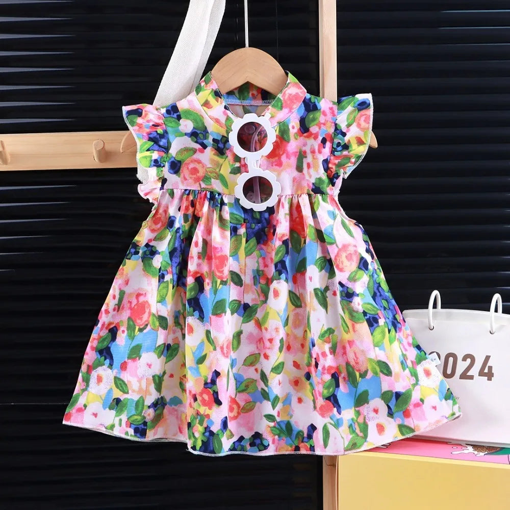 New Floral Girls' Floral Dress Soft Breathable Beach Skirt Performance Costumes Girls