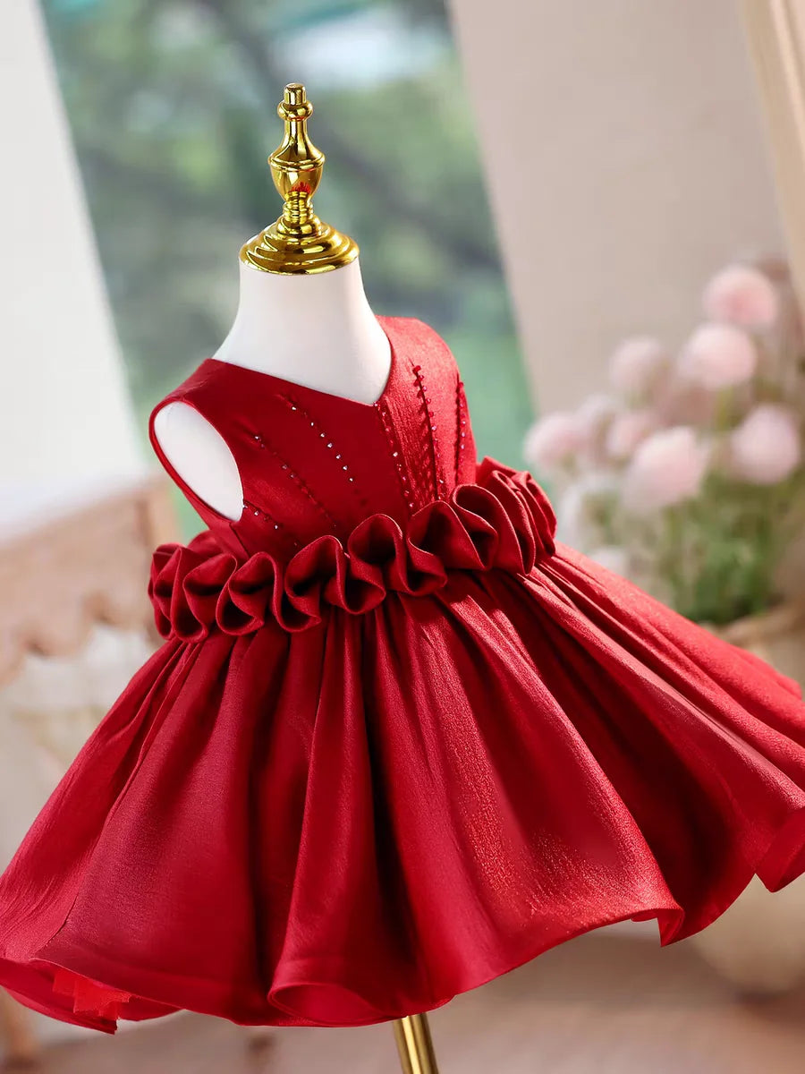 Dreamy Vow J460A Champagne Elegant Flower Girl Dress Satin Knee Length Children Wedding Birthday Holiday Party Pageant Dress
