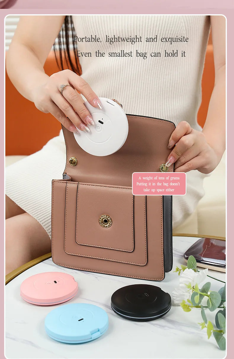 New Mini LED Luminous Makeup Mirror Round Portable Foldable Small Compact Mirror with Light USB Handheld Makeup Lighted Mirror