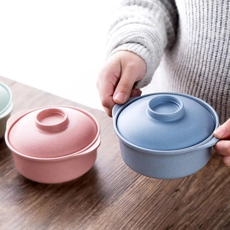 Wheat Straw Soup Bowl with Lid - Eco-Friendly Plastic 14x7cm
