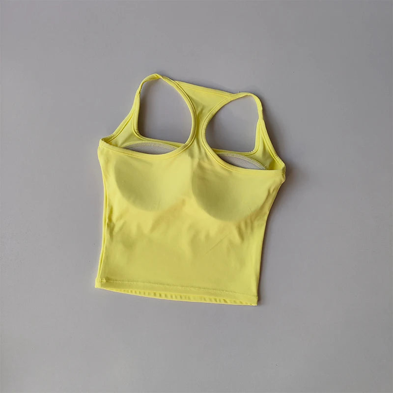 Sports and Fitness Vest with Chest Pad Summer Shockproof Beauty Back Nude Feeling Suit Pilates Training Yoga Top Yoga Clothing
