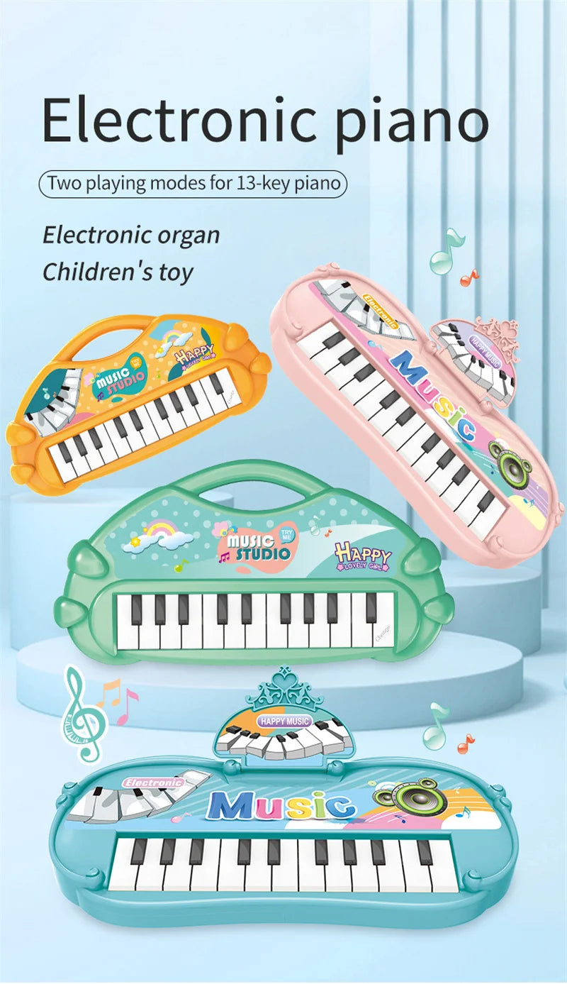 Electronic Piano Toys 13 Key Portable Music Piano Toy Electronic Musical Instrument Toys Multifunctional Kids Music Learning Toy