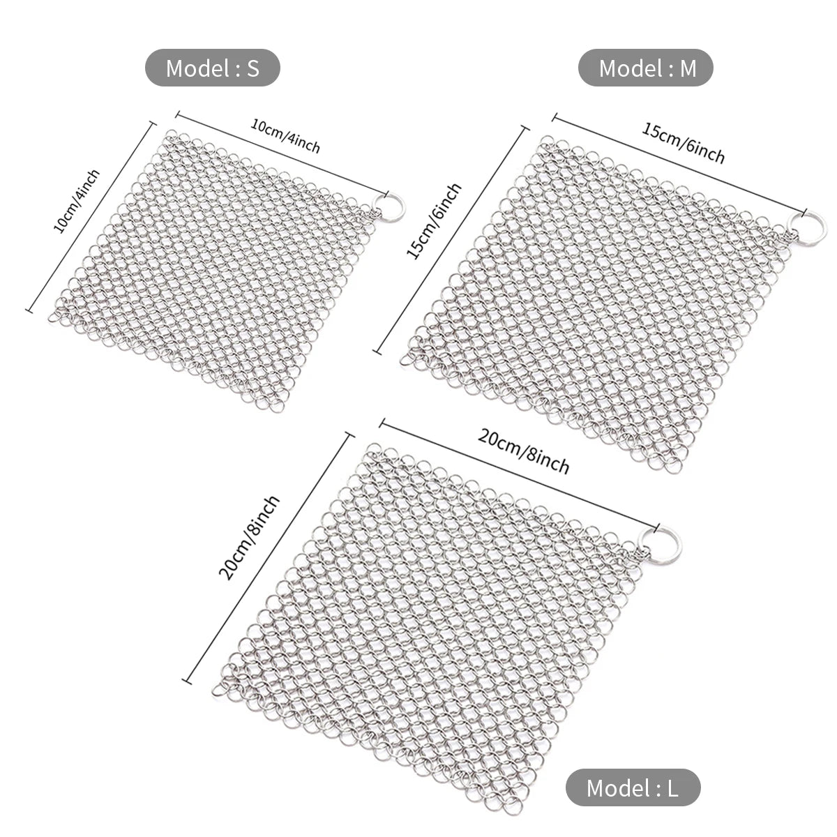 Leeseph Kitchen Cleaning Ring Stainless Steel Cleaner Chainmail Scrubber Accessories Reusable Washing Net Cleaning Tool for Home
