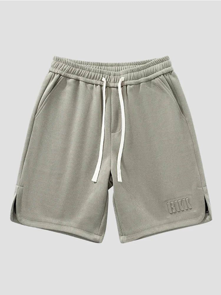 Casual Shorts Summer Men's Sweat Shorts Knee-Length Straight Loose Short Pants Streetwear Drawstring Solid Shorts