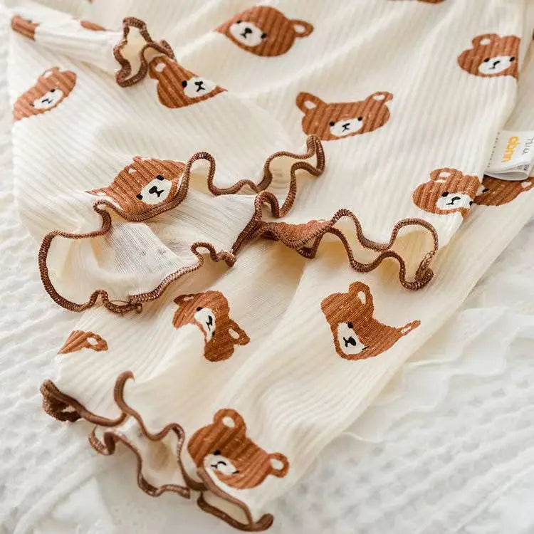 Summer Fashion New Short Sleeve Round Neck Flower Printed T-shirt Top+Pants 2 Piece Set Kids Casual Home Clothes