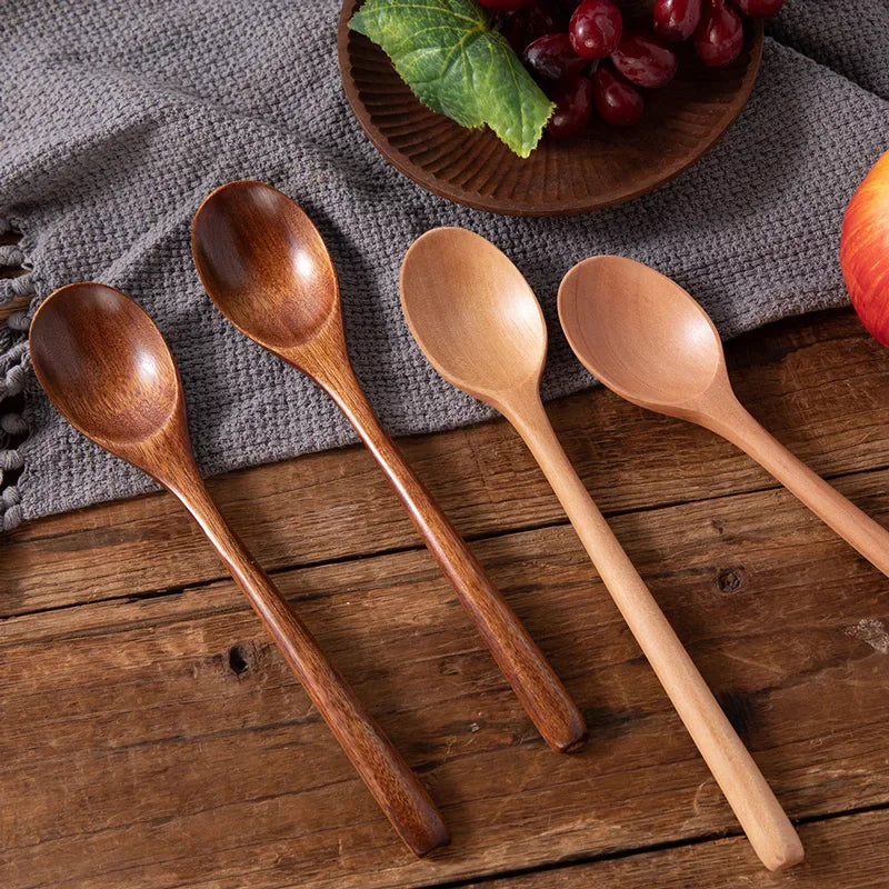 2pcs Wooden Spoon Soup Spoon Tableware Kitchen Cooking Utensils Tools Soup Environmentally Friendly Products Cooking Spoon