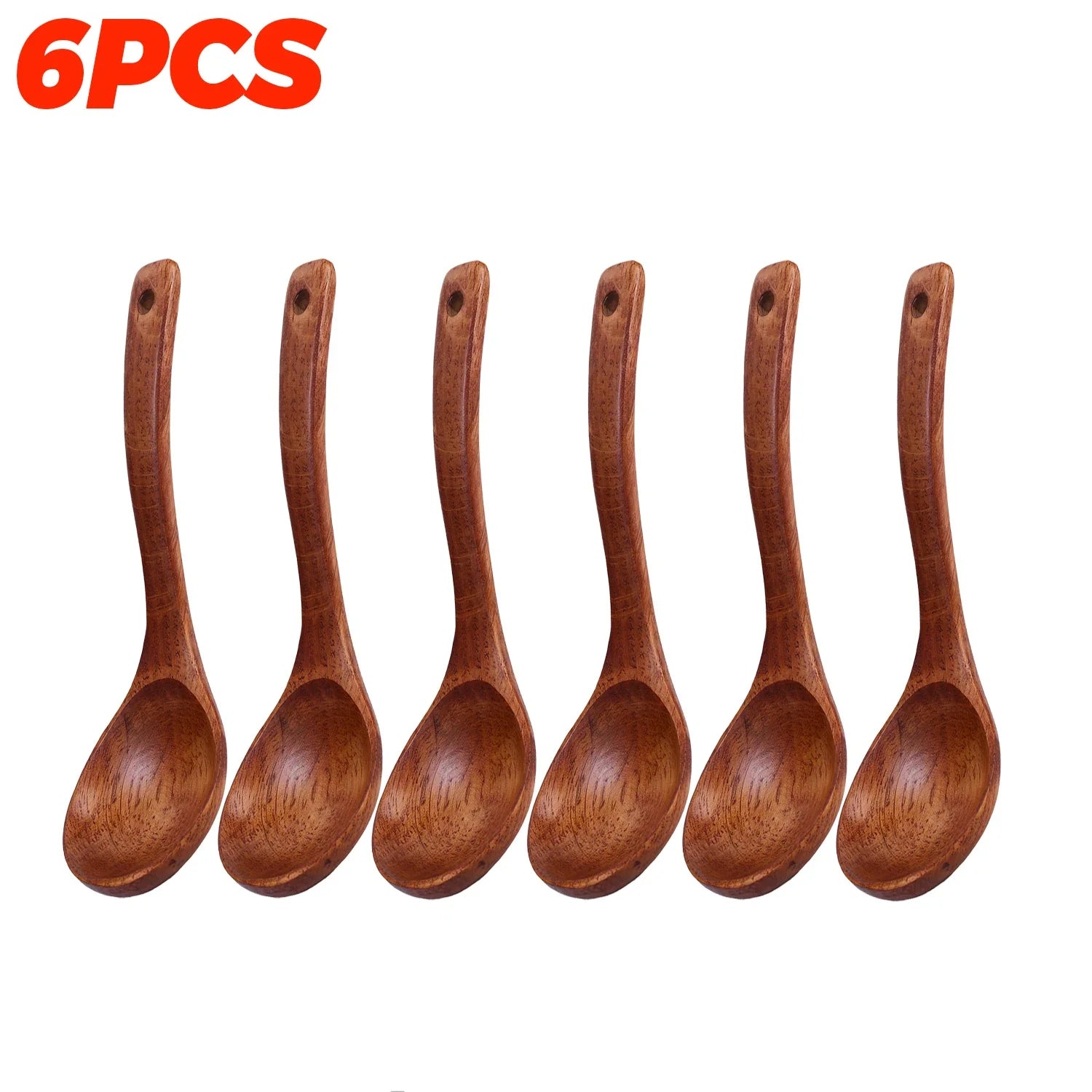 Large Wooden Soup Spoons Long Handle Heat-resistant Rice Scoops Portable Hanging Cookware Home Kitchen Restaurant Cooking Tools