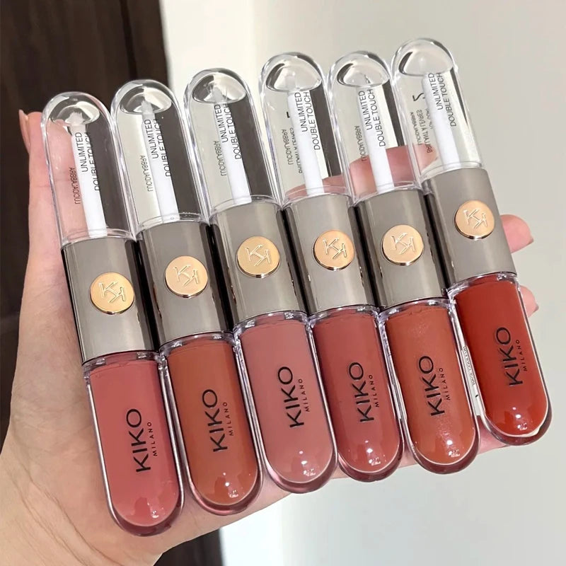 Kiko Double Headed Lipstick Transparent Mirror Non Fading Non Stick Cup Lip Gloss Milk Tea Bean Paste Naked Nature Lip Makeup