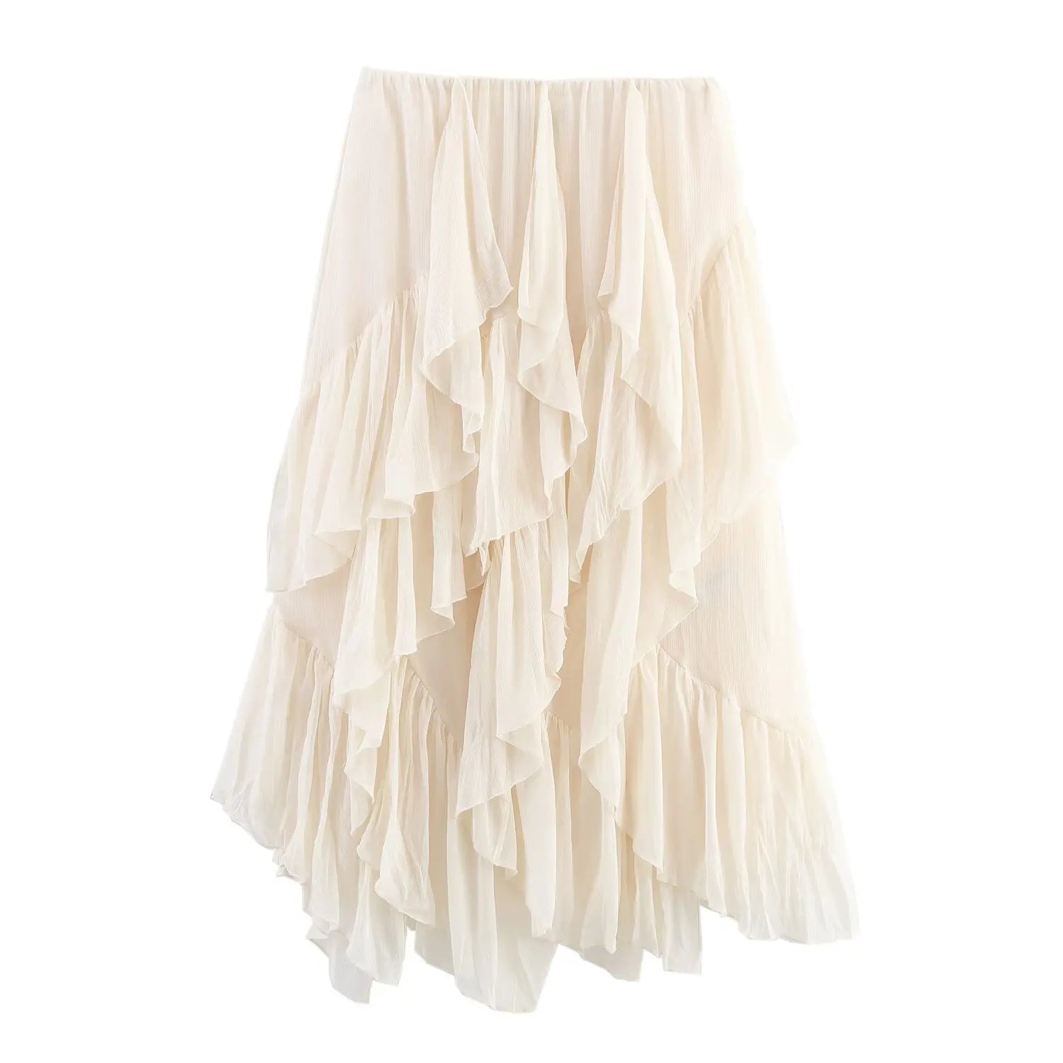 Irregular Ruffles Cake Skirt Pleated Cake Womens Skirt High Waist Faldas Mujer Japan Style Eleganr Skirts Spring Summer 2025