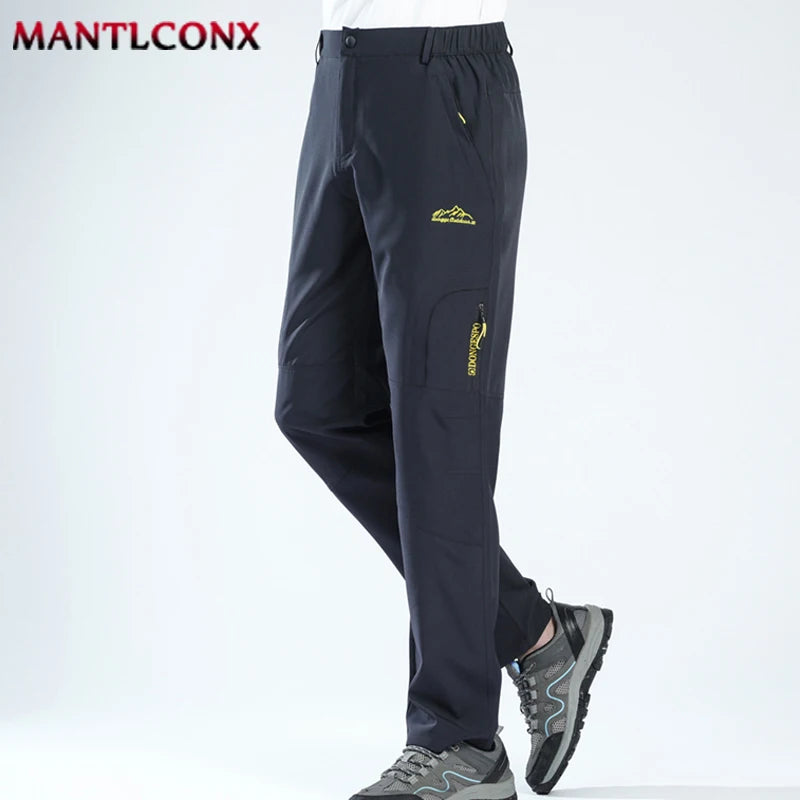 Thin Summer Stretch Pants with Zipper Pockets Quick Dry Hiking Camping Trousers Men Gym Fitness Jogging Running Sports Pants Men