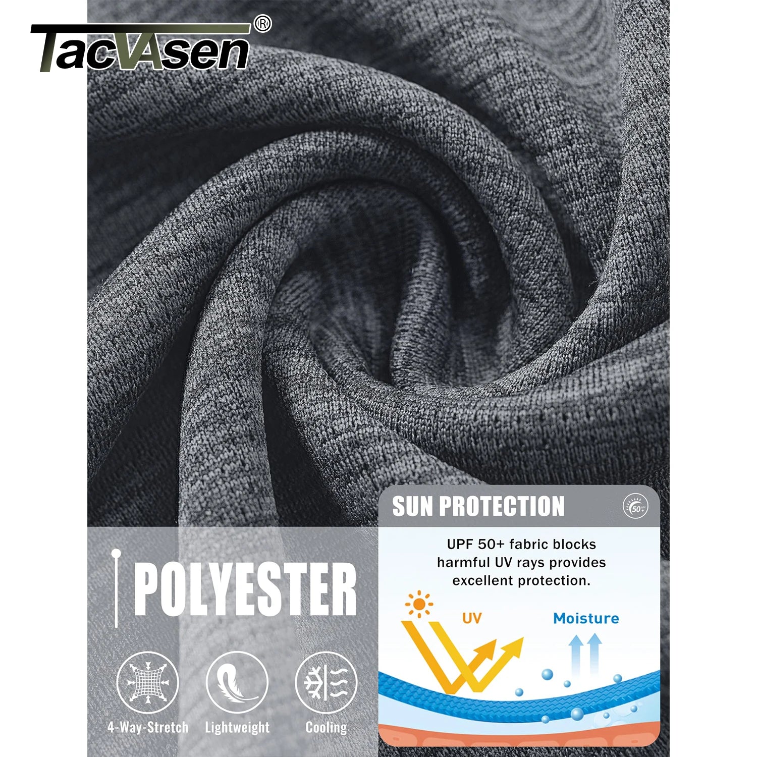 TACVASEN UPF 50+ Workout T-shirts Mens Quick Dry Long Sleeve Athletic Shirts Performance Sports Running Tee Tops Sun Protection