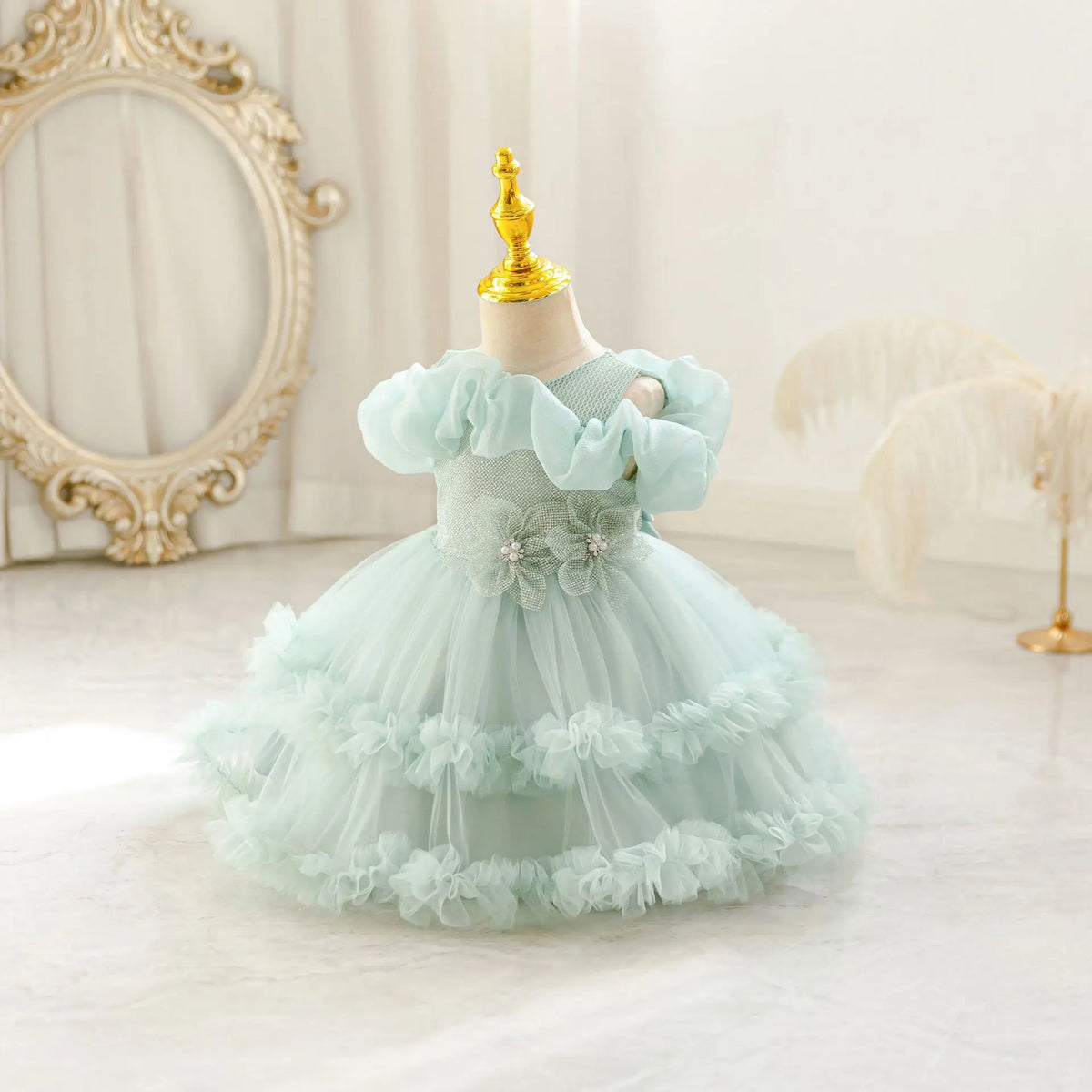 HETISO Girls Princess Flower Dress Tutu Sleeve Baby Toddler Children's Birthday Party Ball Gown for 0-5 Years