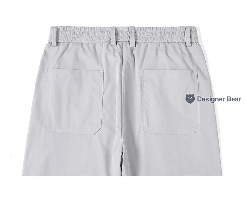 Brand Clothing Spring Summer Thin Men's Casual Straight Trousers Elastic Waist Outdoor Business Solid Color Long Pants Male