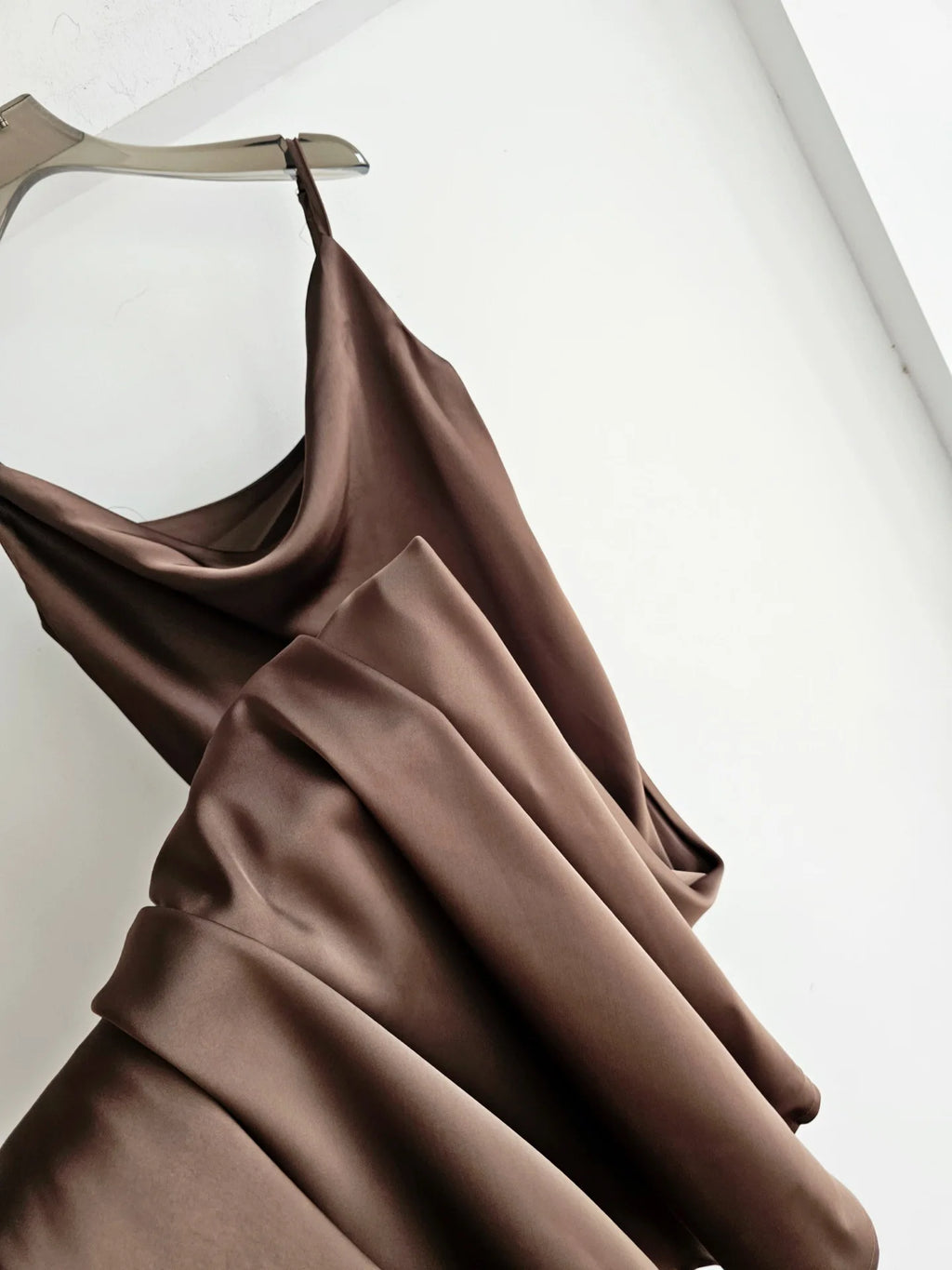 Acetate Satin Long Dress Women's Vacation Gown U-Neck Strapless Luxury Elegant Draped Skirt Three-Dimensional Effect Dyed