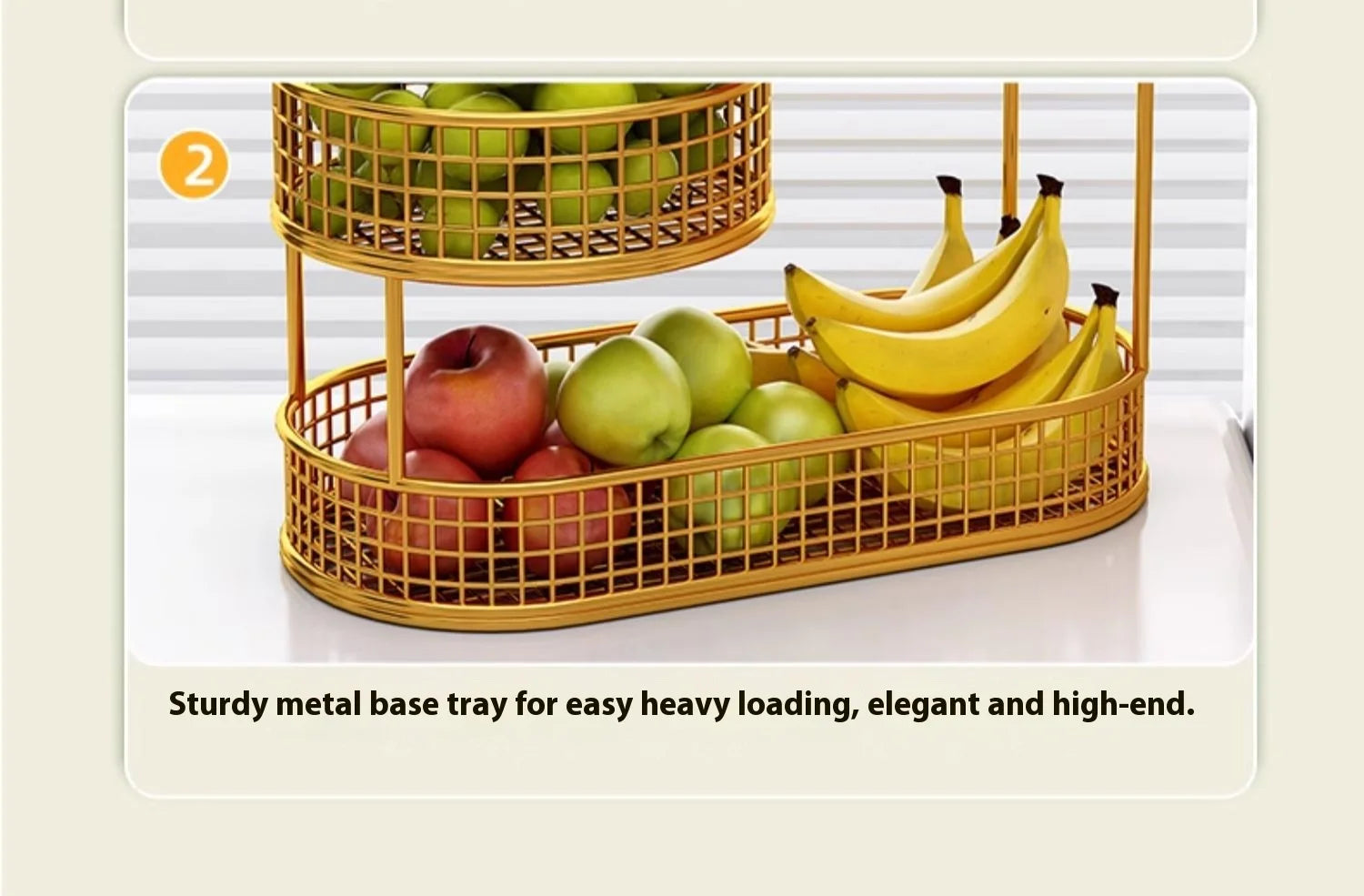 Bandeja de frutas de lujo ligera de múltiples capas, estante de almacenamiento de aperitivos de metal rectangular, cesta para mesa de centro de sala de estar