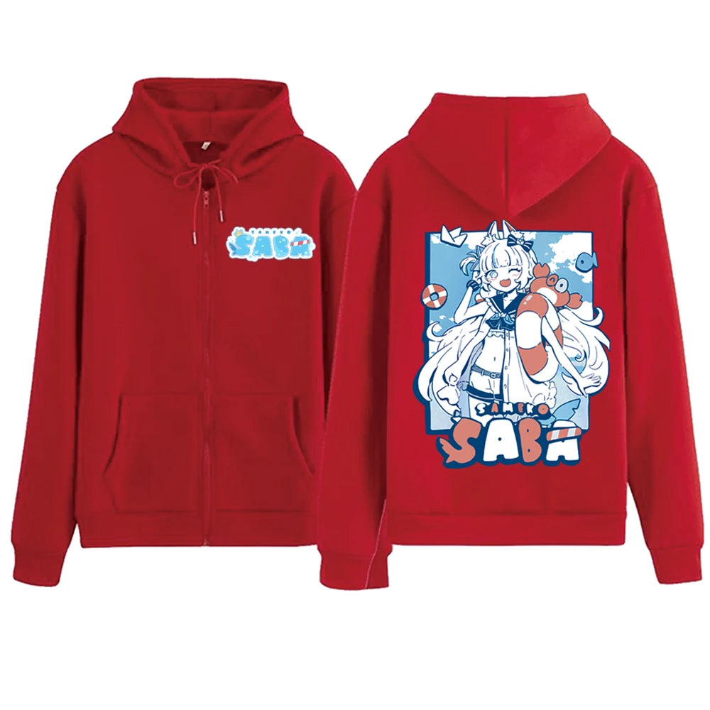 Sameko Saba Anime Hoodie - Unisex Fleece Pullover Y2K Style
