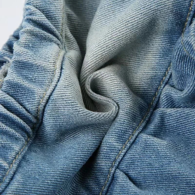 Vintage Lace Up Denim Skirts Women Y2K American Mid Waist All Match Mini Skirts Summer Streetwear Casual Pleated Jeans Skirts