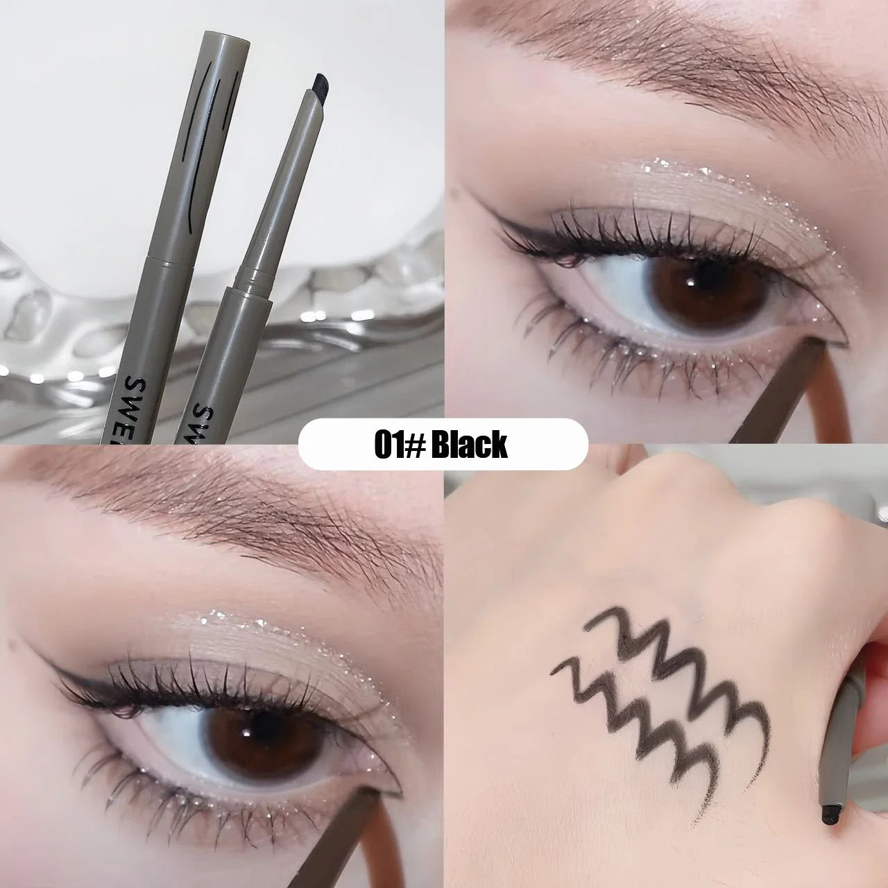 Slim Lying Silkworm Eyeliner Gel Pen Waterproof Non-smudging Eye Liner Pencil Lasting Black Brown Easy Wearing Eyeliner Gel Pen
