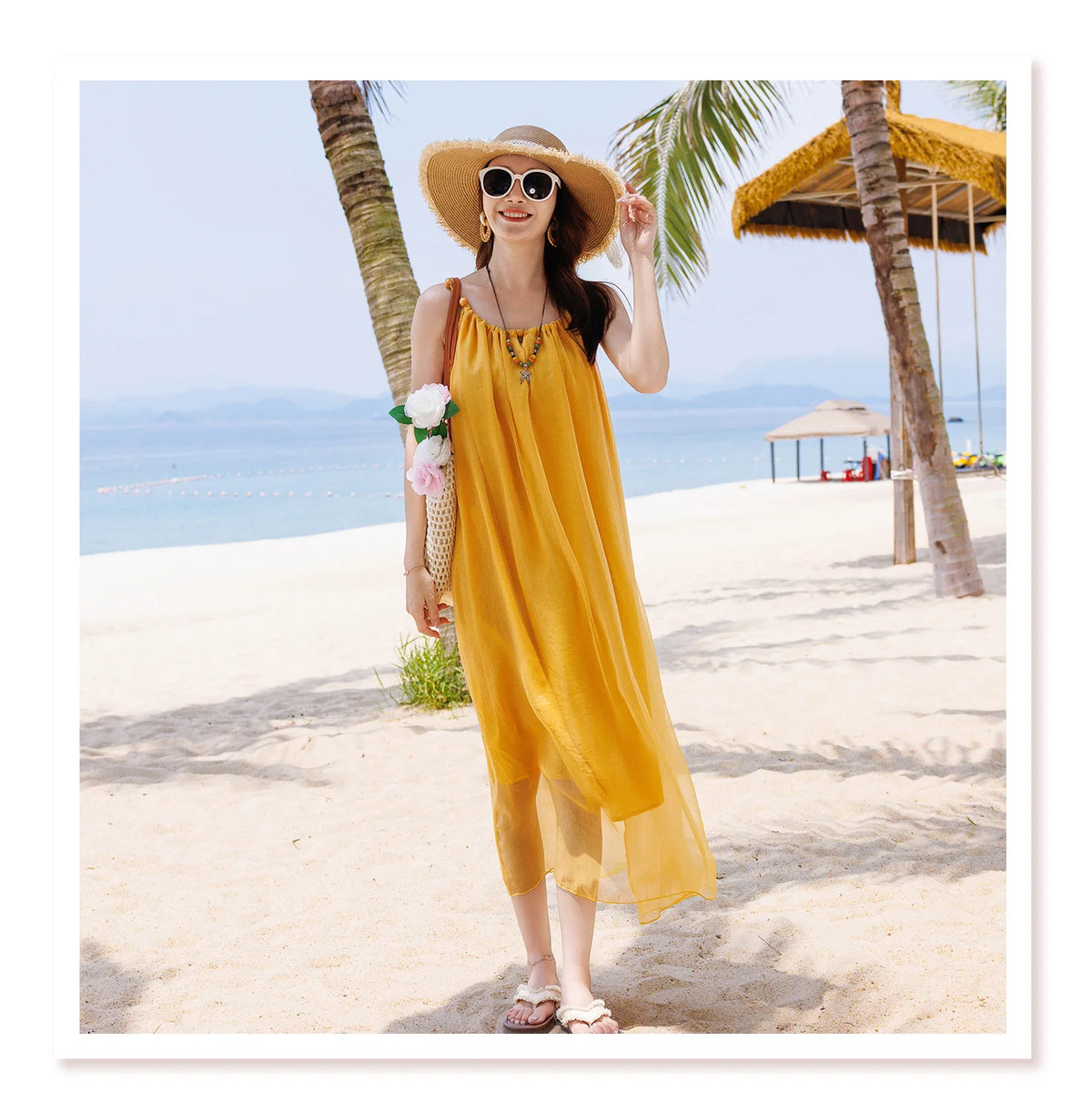 Vacation Family Matching Outfit Beach Mother‑Daughter Girls Yellow Maxi Dress Father‑Son Tops Shorts Sets Holiday Couple Clothes