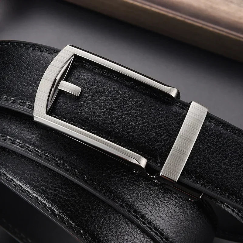 Men's Click Belt Business Luxury Designer Brand Genuine Leather Belts Jeans Automatic Adjustable Alloy Buckle Waist Straps Belts